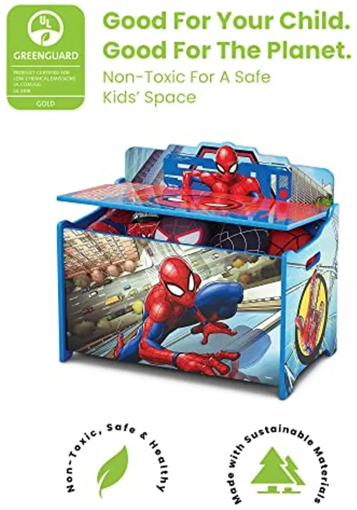 Delta Children Deluxe Toy Box, Spider-Man & Kids Table and Chair Set With Storage (2 Chairs Included) - Ideal for Arts & Crafts, Snack Time, Homeschooling, Homework & More, Nick Jr. PAW Patrol