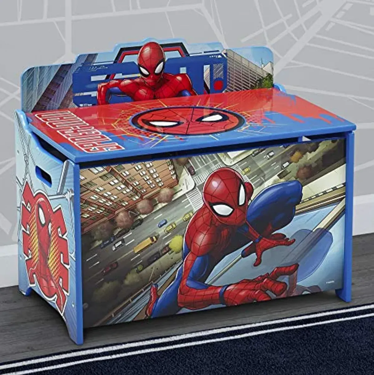 Delta Children Deluxe Toy Box, Spider-Man & Kids Table and Chair Set With Storage (2 Chairs Included) - Ideal for Arts & Crafts, Snack Time, Homeschooling, Homework & More, Nick Jr. PAW Patrol