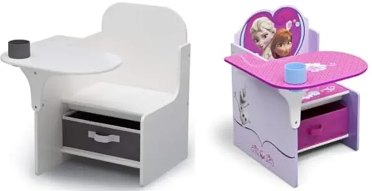 Delta Children MySize Chair Desk with Storage Bin - Greenguard Gold Certified, Bianca White & Chair Desk with Storage Bin, Disney Frozen