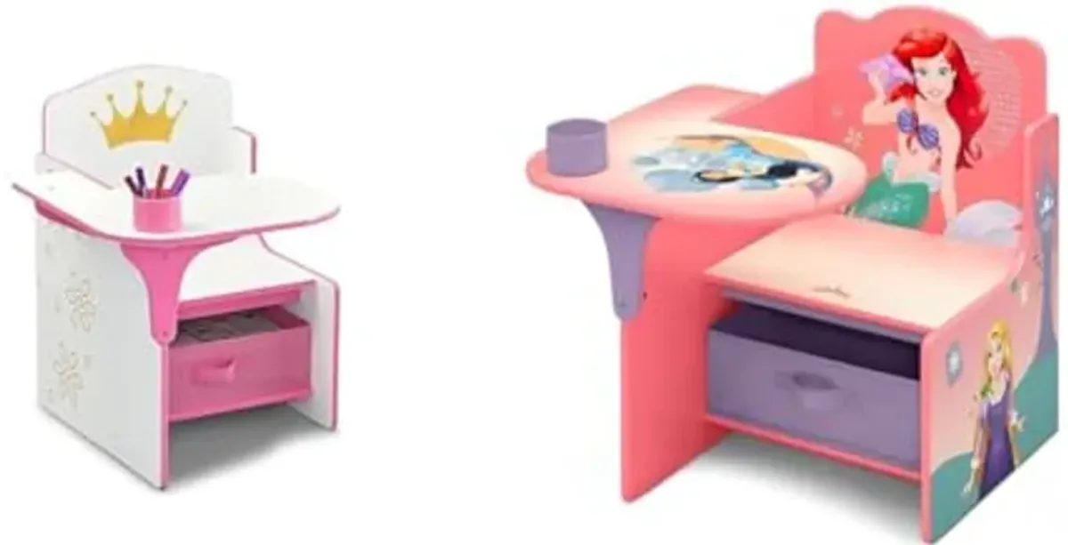 Delta Children Princess Crown Chair Desk with Storage Bin - Ideal for Arts & Crafts, Snack Time & Chair Desk with Storage Bin, Disney Princess