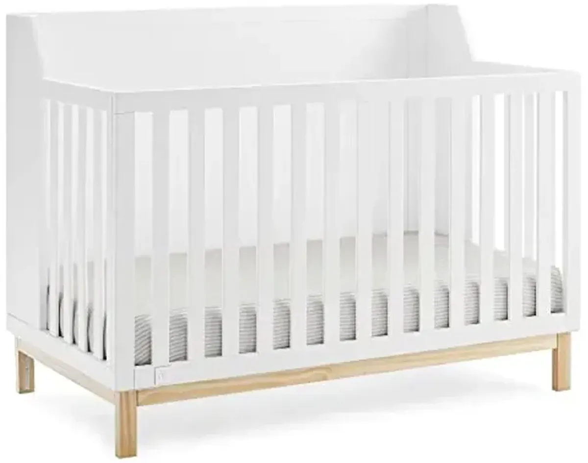 Delta Children Gap babyGap Oxford 6-in-1 Convertible Crib - Greenguard Gold Certified, Bianca White/Natural & Gap babyGap Legacy 3 Drawer Dresser with Leather Pulls, Navy/Natural