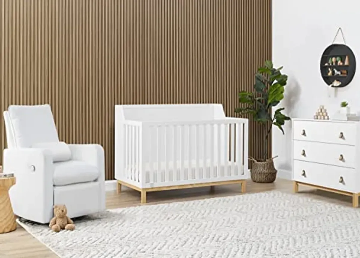 Delta Children Gap babyGap Oxford 6-in-1 Convertible Crib - Greenguard Gold Certified, Bianca White/Natural & Gap babyGap Legacy 3 Drawer Dresser with Leather Pulls, Navy/Natural