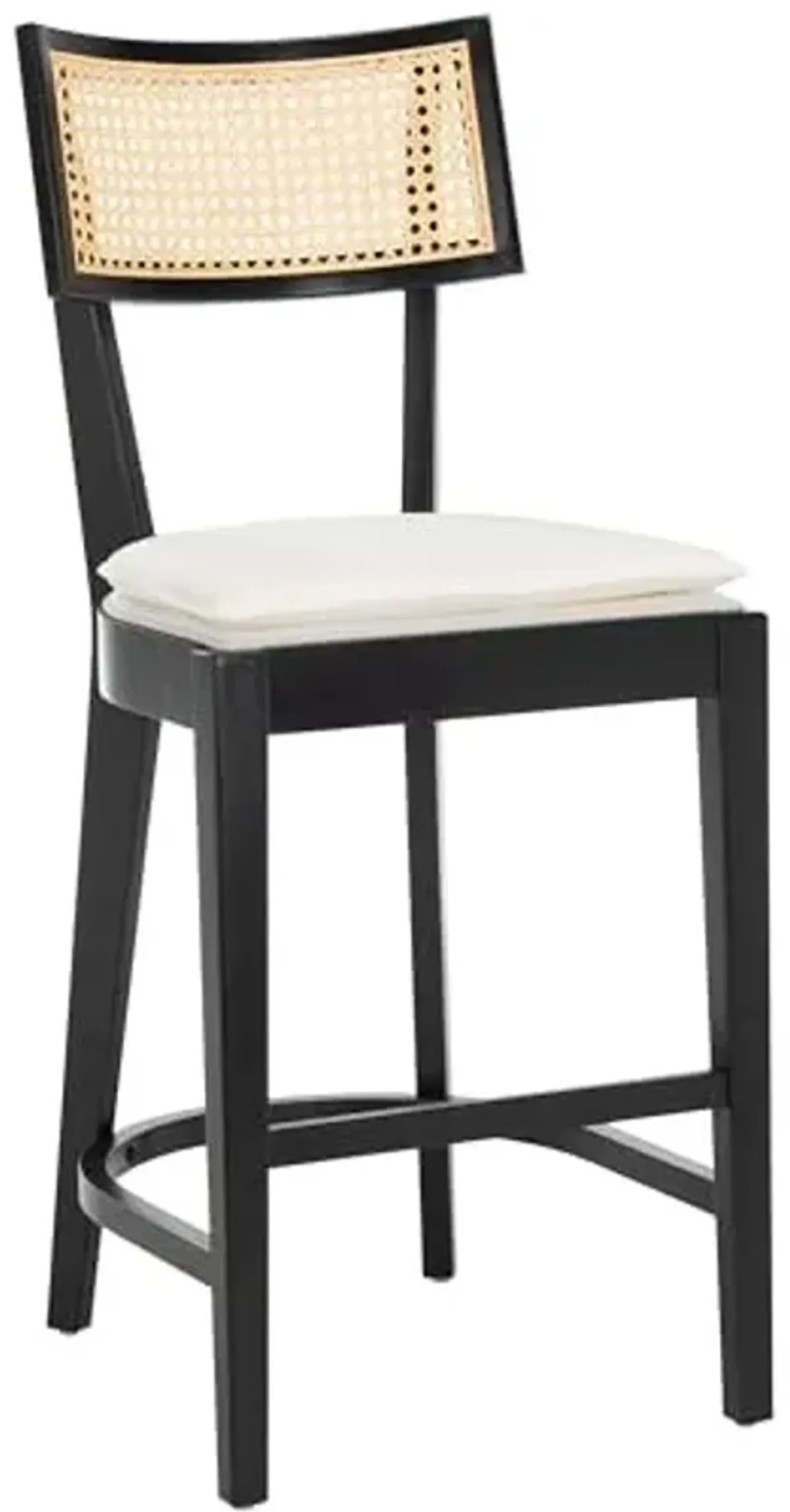 SAFAVIEH Home Collection Galway Black/Natural 27-inch Seat Height Counter Stool for Kitchen Island Breakfast Nook