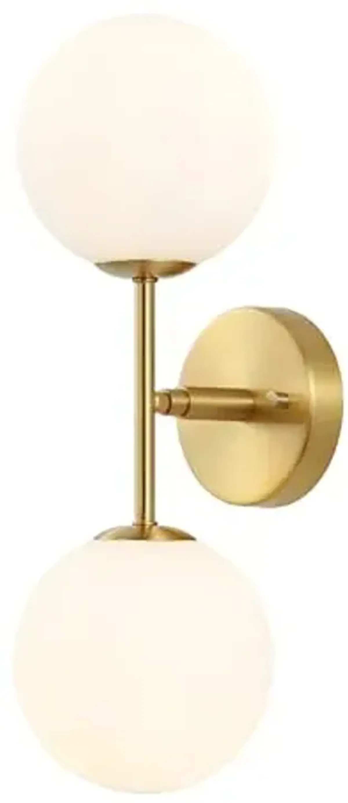 SAFAVIEH Lighting Collection Hymn Brass 2-light Globe Wall Sconce Light Fixture Ideal for Bathroom, Entryway, Vanity, Foyer, Hallway, Living Room (LED Bulbs Included)