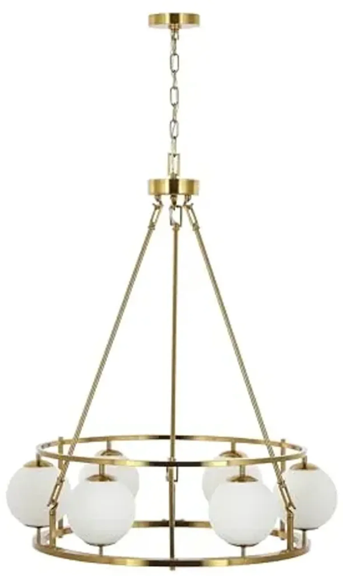 SAFAVIEH Lighting Collection Solabrina Mid-Century Modern 6-light Globe Wagon Wheel Adjustable Hanging Chandelier Light Fixture (LED Bulbs Included)