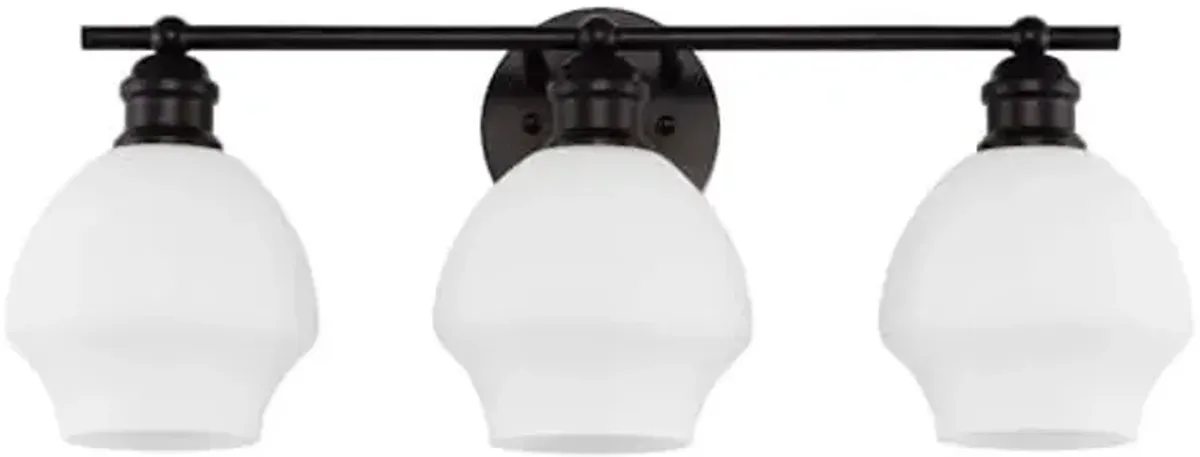 SAFAVIEH Lighting Collection Mylsa Black/White 3-light Wall Sconce Light Fixture Ideal for Bathroom, Entryway, Vanity, Foyer, Hallway, Living Room (LED Bulbs Included)