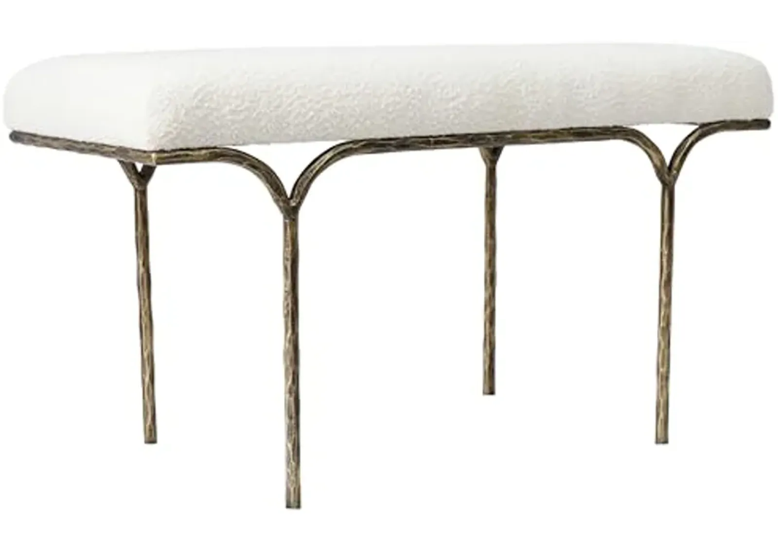 SAFAVIEH Couture Collection Marvin Ivory Boucle/Brass Bench