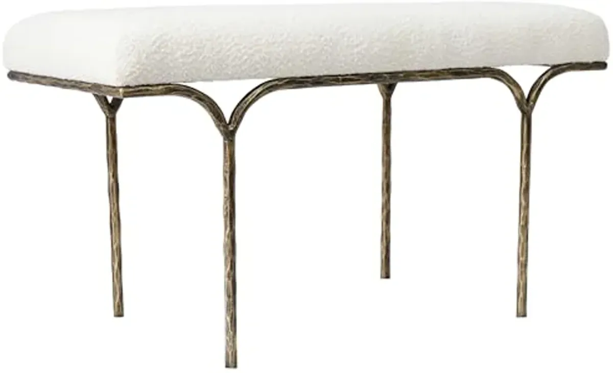 SAFAVIEH Couture Collection Marvin Ivory Boucle/Brass Bench