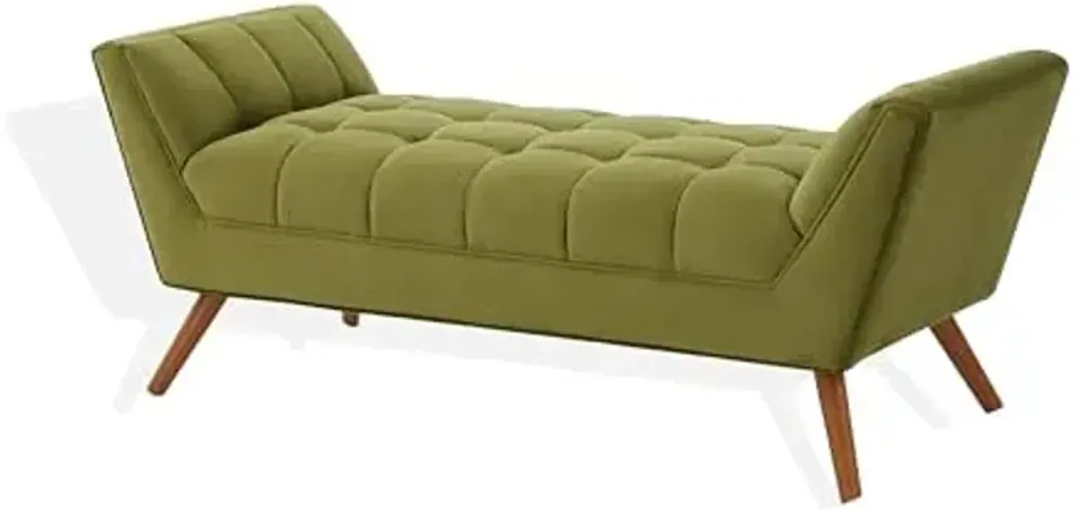 SAFAVIEH Couture Collection Damian Mid-Century Olive Green Velvet/Dark Brown Tufted Bench