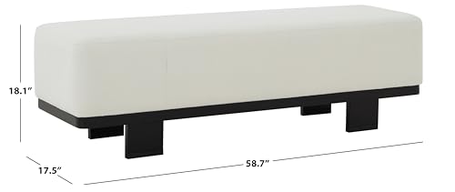 SAFAVIEH Abrianna Wood Base SFV5115 Bench, 18" W x 18" D x 33" H, Ivory/Black