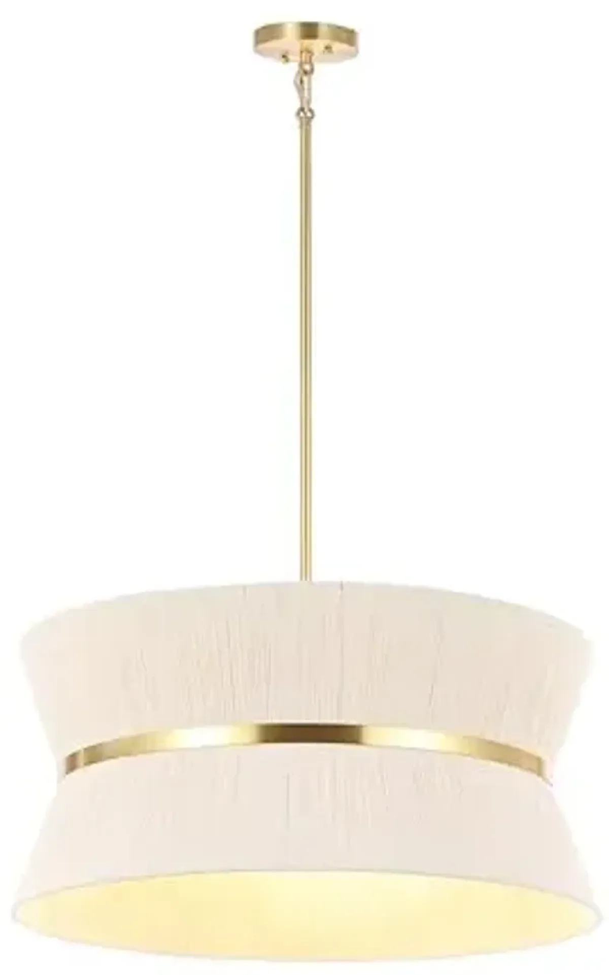 SAFAVIEH Lighting Collection Alma Bleached Natural Rattan/Brass Gold Contemporary Glam 4-light Adjustable Hanging Chandelier Light Fixture (LED Bulbs Included)