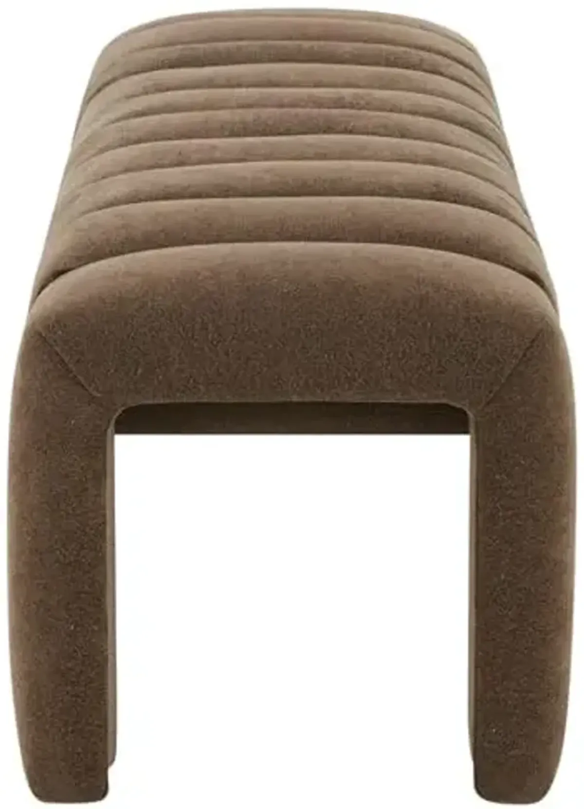 SAFAVIEH Couture Collection Bellisima Dark Brown Boucle Channel Tufted Bench (Fully Assembled)