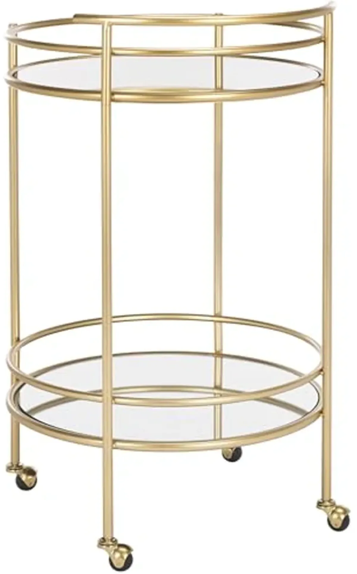 SAFAVIEH Home Collection Ida Gold/Mirror 2-Tier Bar Serving Cart for Entertaining, Living Room, Kitchen