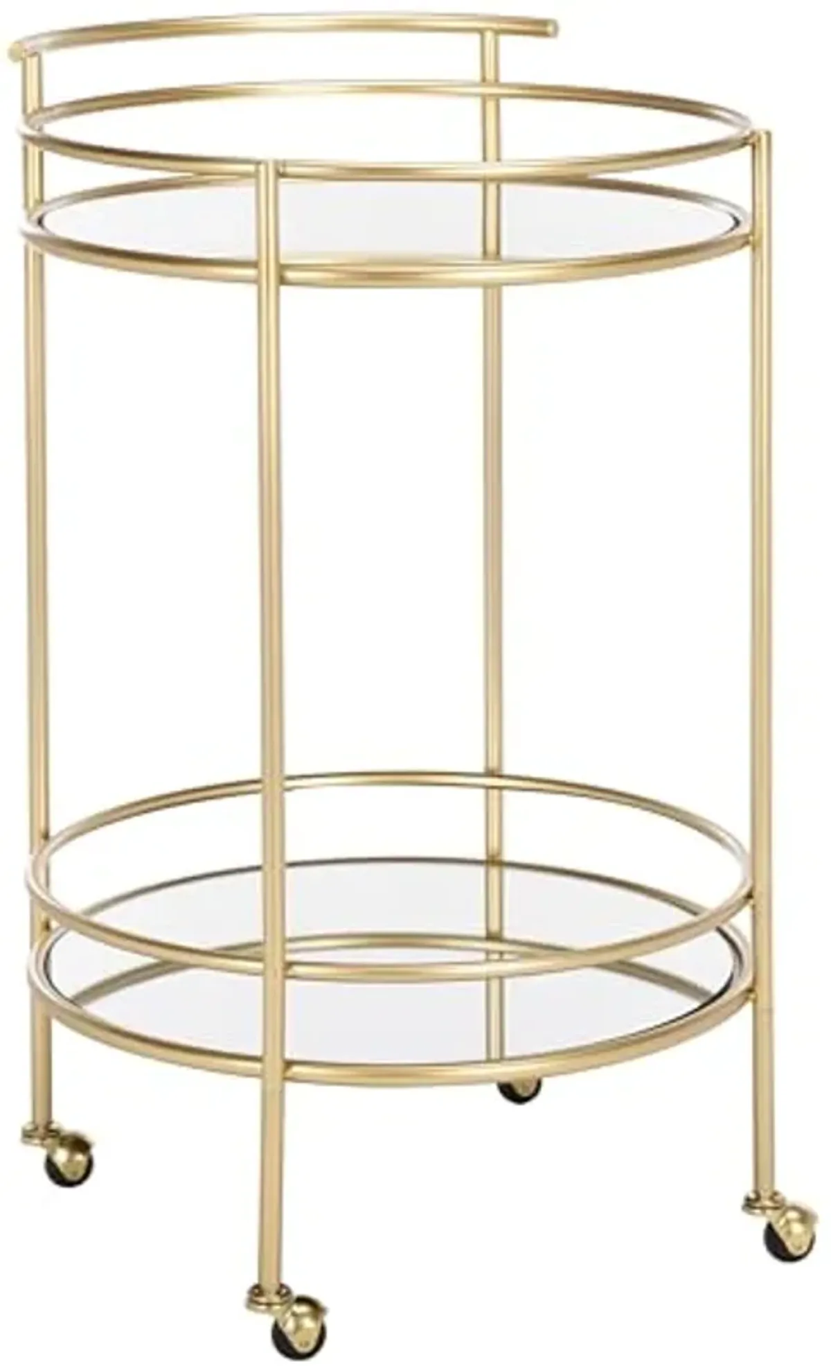 SAFAVIEH Home Collection Ida Gold/Mirror 2-Tier Bar Serving Cart for Entertaining, Living Room, Kitchen