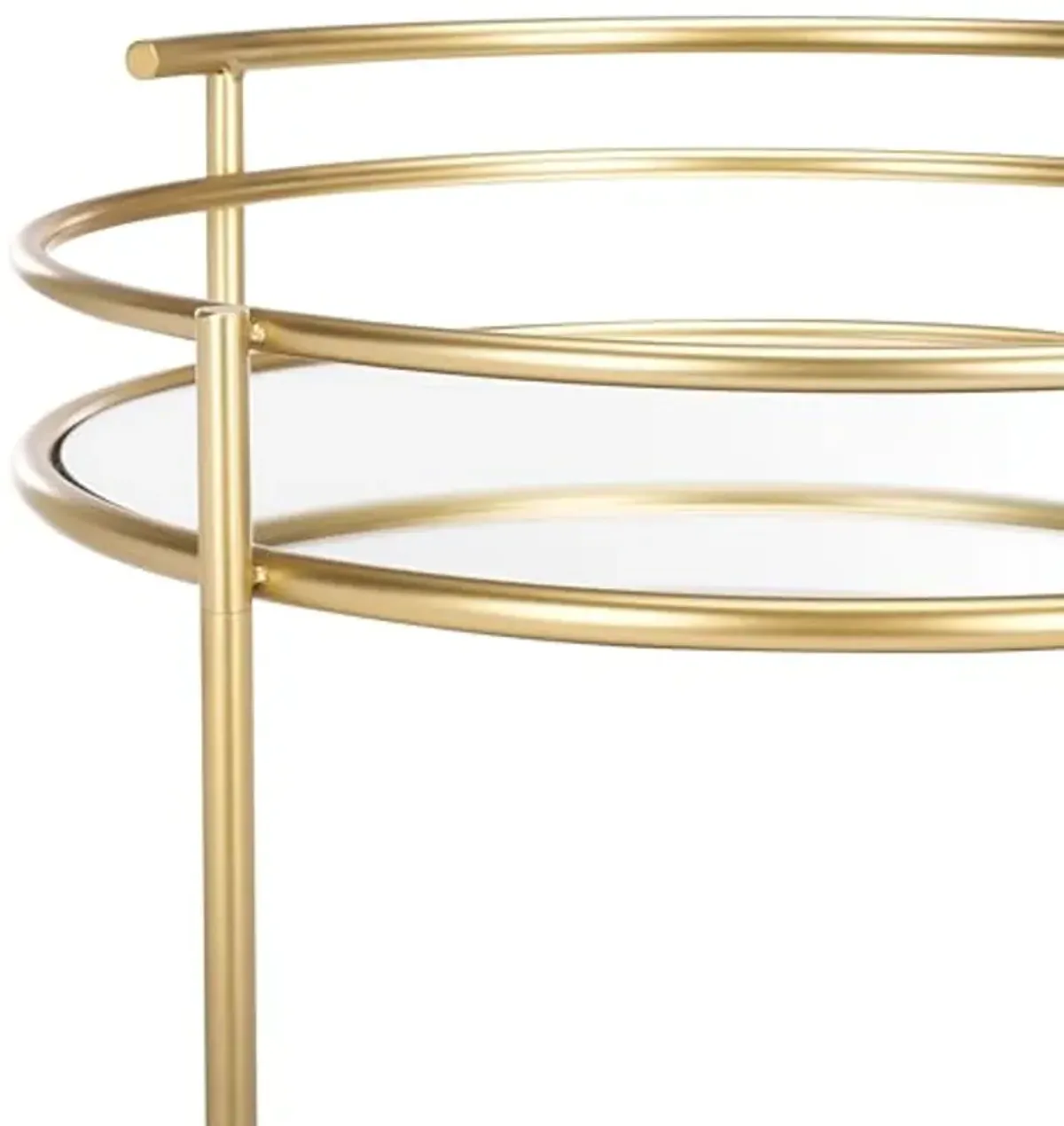 SAFAVIEH Home Collection Ida Gold/Mirror 2-Tier Bar Serving Cart for Entertaining, Living Room, Kitchen