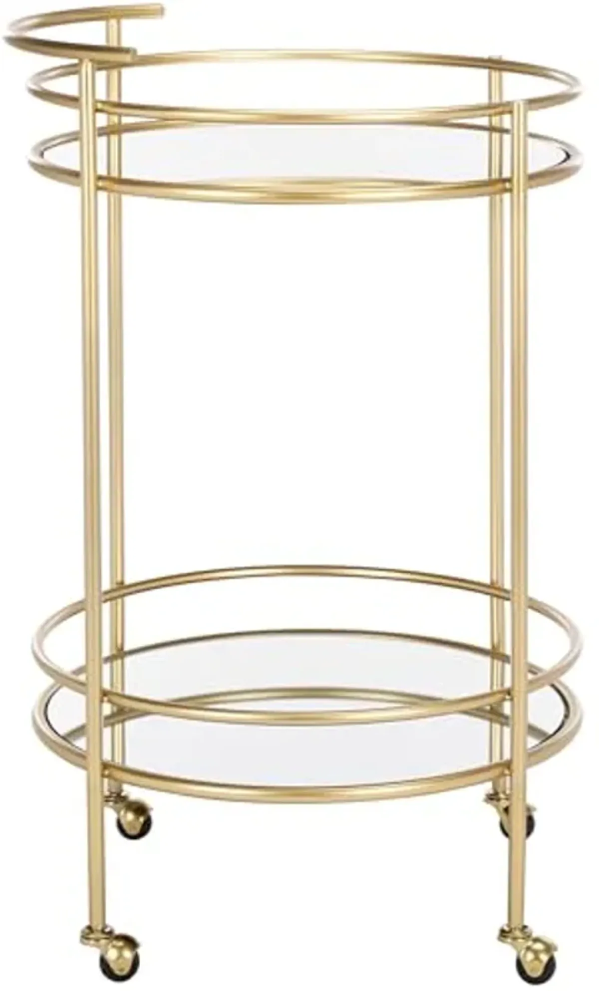 SAFAVIEH Home Collection Ida Gold/Mirror 2-Tier Bar Serving Cart for Entertaining, Living Room, Kitchen