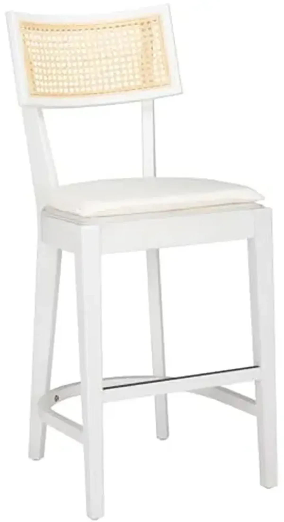 SAFAVIEH Home Collection Galway White/Natural 27-inch Seat Height Counter Stool for Kitchen Island Breakfast Nook