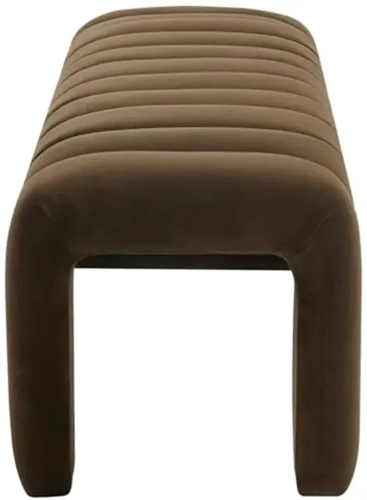 SAFAVIEH Couture Collection Bellisima Dark Brown Velvet Channel Tufted Bench (Fully Assembled)