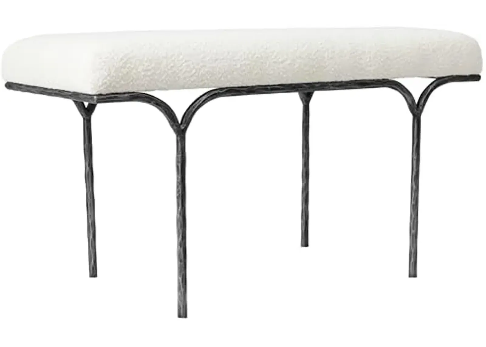 SAFAVIEH Marvin Boucle 36" SFV9529 Bench, 16" W x 20" D x 25" H, Ivory/Black