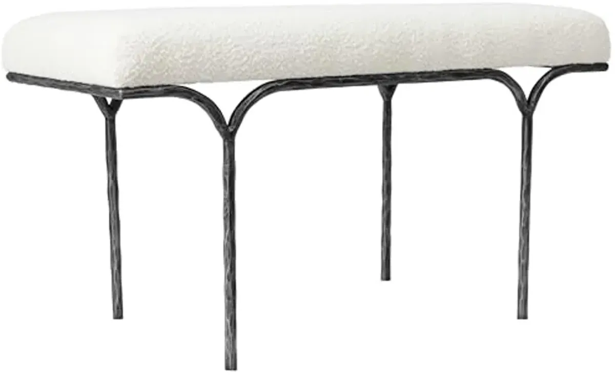 SAFAVIEH Marvin Boucle 36" SFV9529 Bench, 16" W x 20" D x 25" H, Ivory/Black