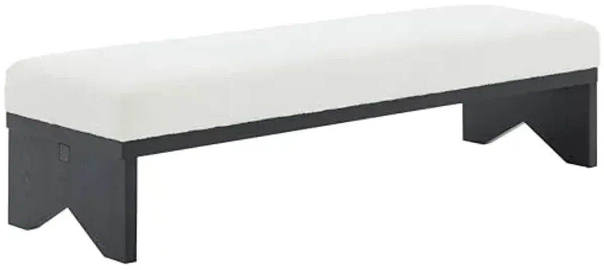 SAFAVIEH Couture Collection Sharyn Mid-Century Modern Ivory Boucle/Black Bench