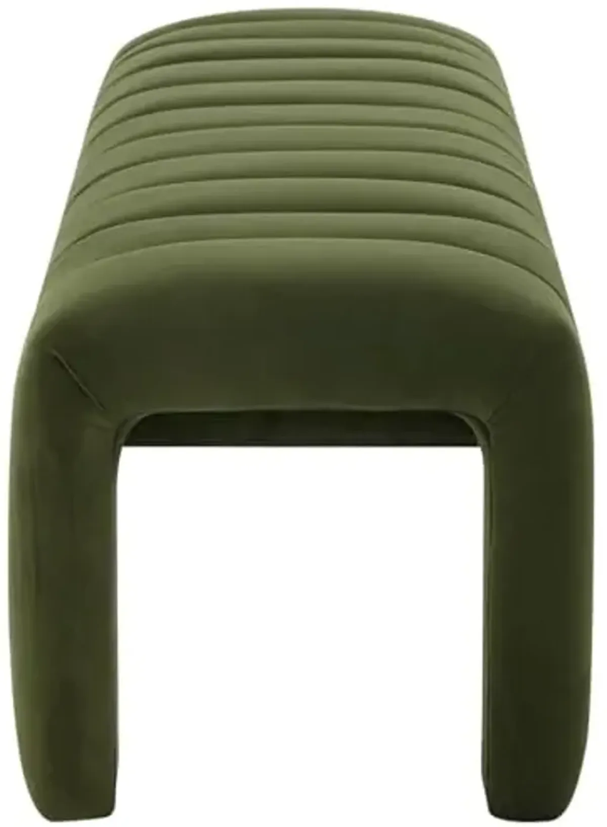 SAFAVIEH Couture Collection Bellisima Forest Green Velvet Channel Tufted Bench (Fully Assembled)