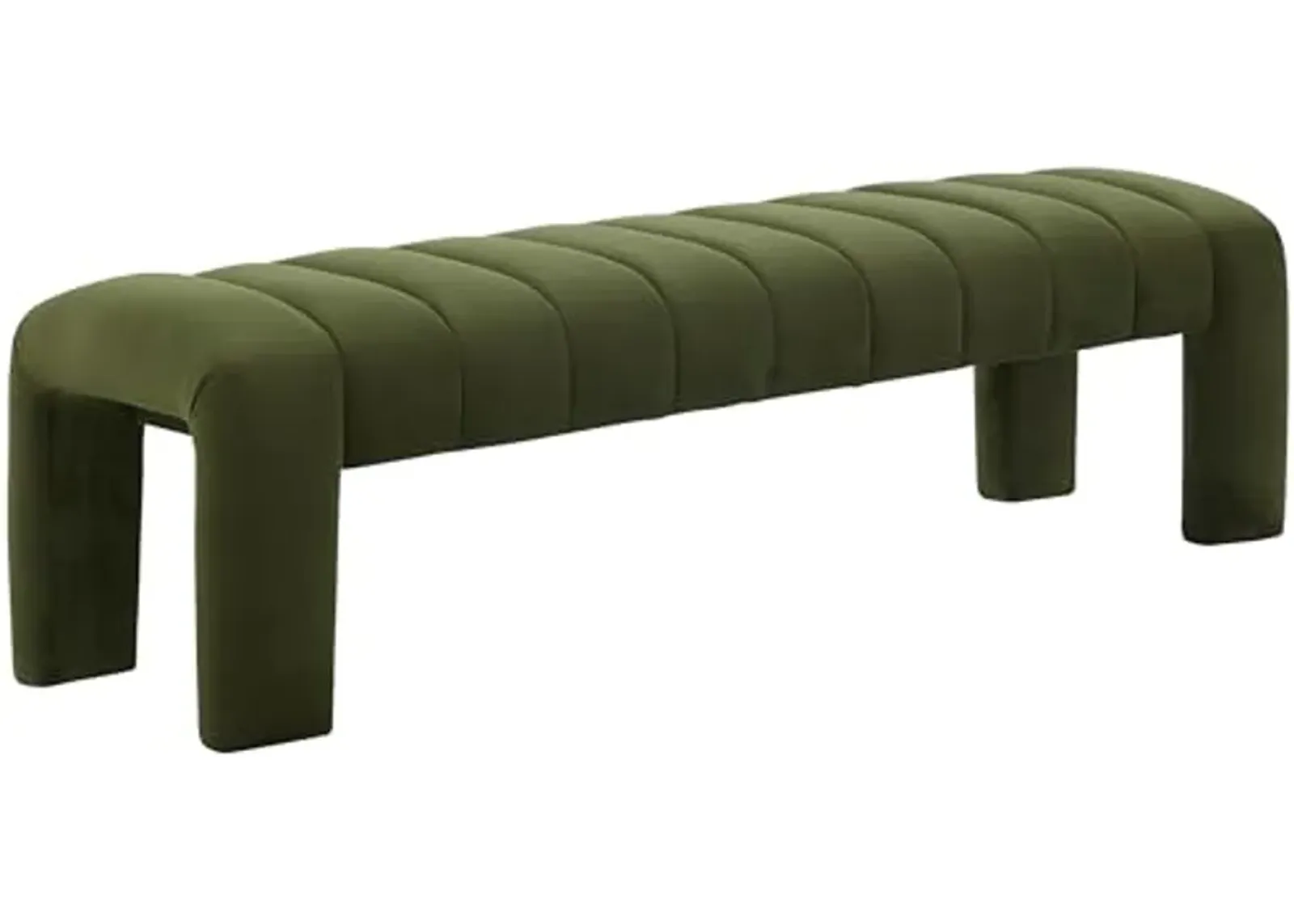 SAFAVIEH Couture Collection Bellisima Forest Green Velvet Channel Tufted Bench (Fully Assembled)