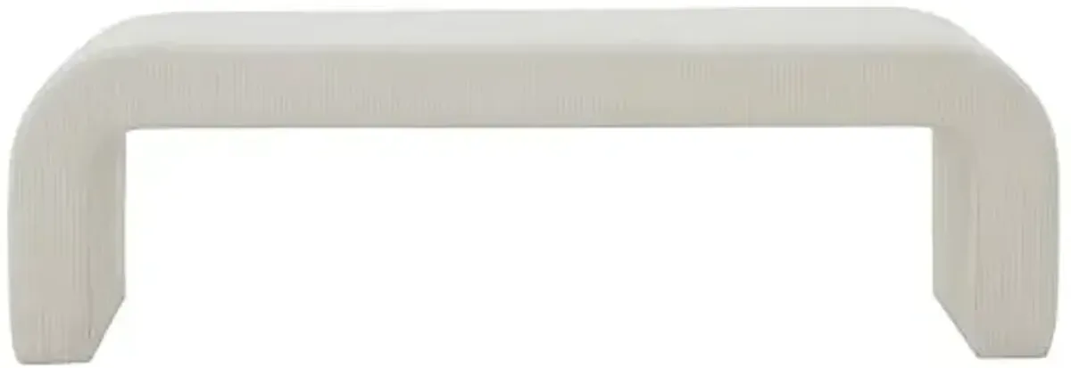 SAFAVIEH Couture Collection Caralynn Cream Corduroy Curved Waterfall Upholstered Bench (Fully Assembled)