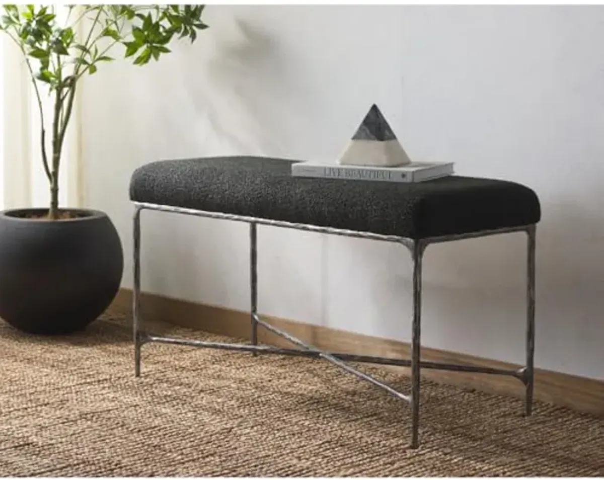 SAFAVIEH Couture Collection Mandy Black Boucle Bench (Fully Assembled)