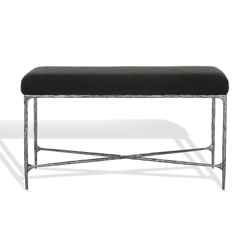 SAFAVIEH Mandy Boucle SFV9527 Bench, 16" W x 20" D x 25" H, Black