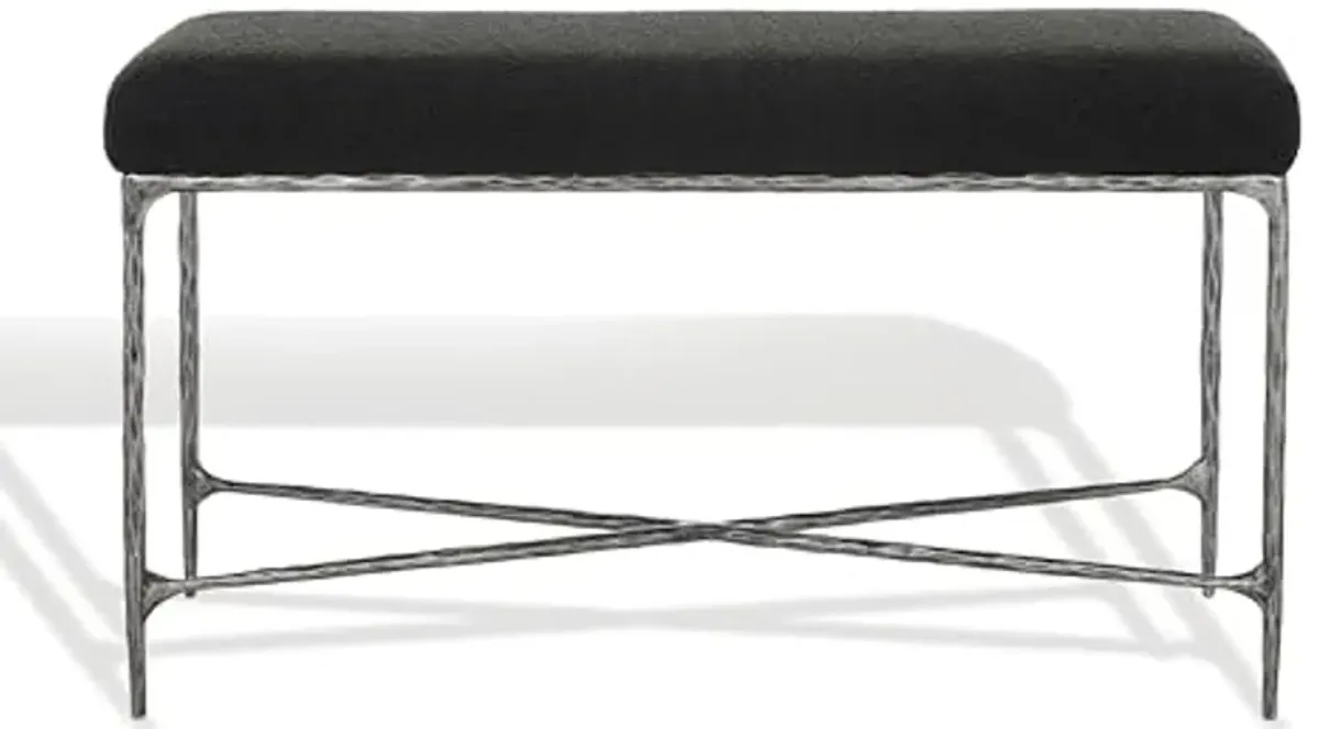 SAFAVIEH Couture Collection Mandy Black Boucle Bench (Fully Assembled)