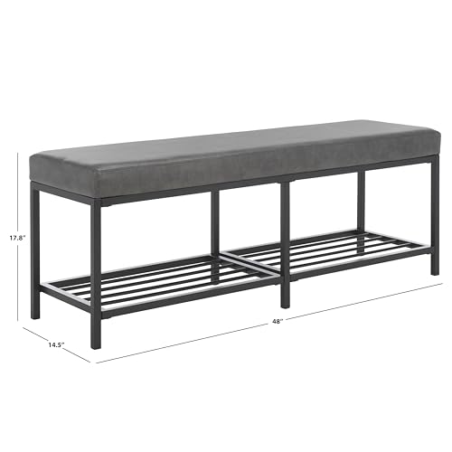 SAFAVIEH Yomi BCH6404 Bench, 48" W x 15" D x 18" H, Grey/Black