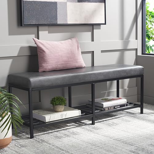 SAFAVIEH Yomi BCH6404 Bench, 48" W x 15" D x 18" H, Grey/Black