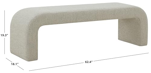 SAFAVIEH Caralynn Upholstered SFV5027 Bench, 18" W x 19" D x 40" H, Light Brown