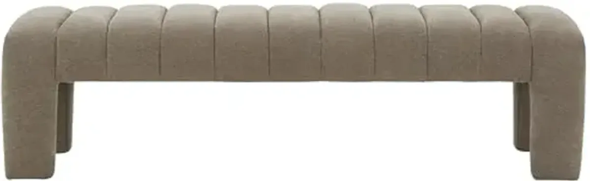 SAFAVIEH Couture Collection Bellisima Brown Boucle Channel Tufted Bench (Fully Assembled)