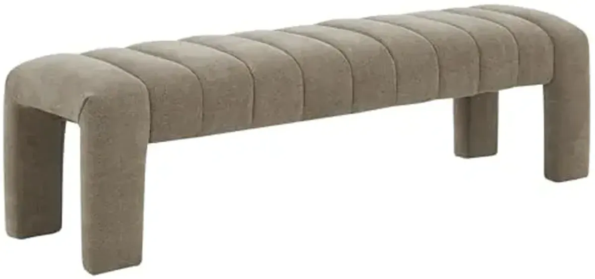 SAFAVIEH Couture Collection Bellisima Brown Boucle Channel Tufted Bench (Fully Assembled)