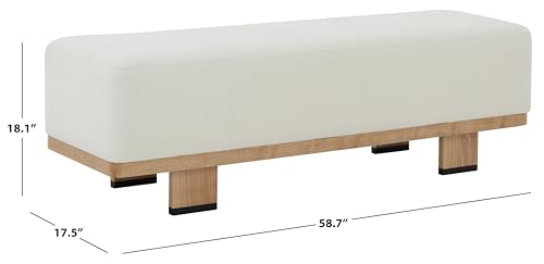 SAFAVIEH Abrianna Wood Base SFV5115 Bench, 18" W x 18" D x 33" H, Ivory/Natural