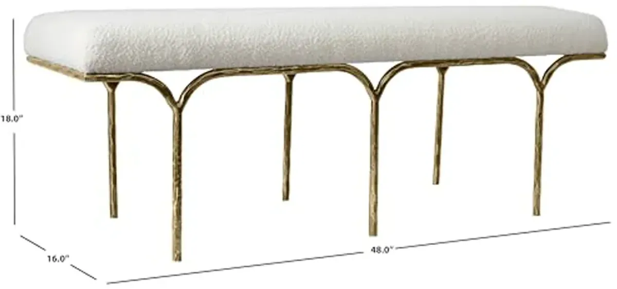 SAFAVIEH Couture Collection Marvin Ivory Boucle/Brass Bench