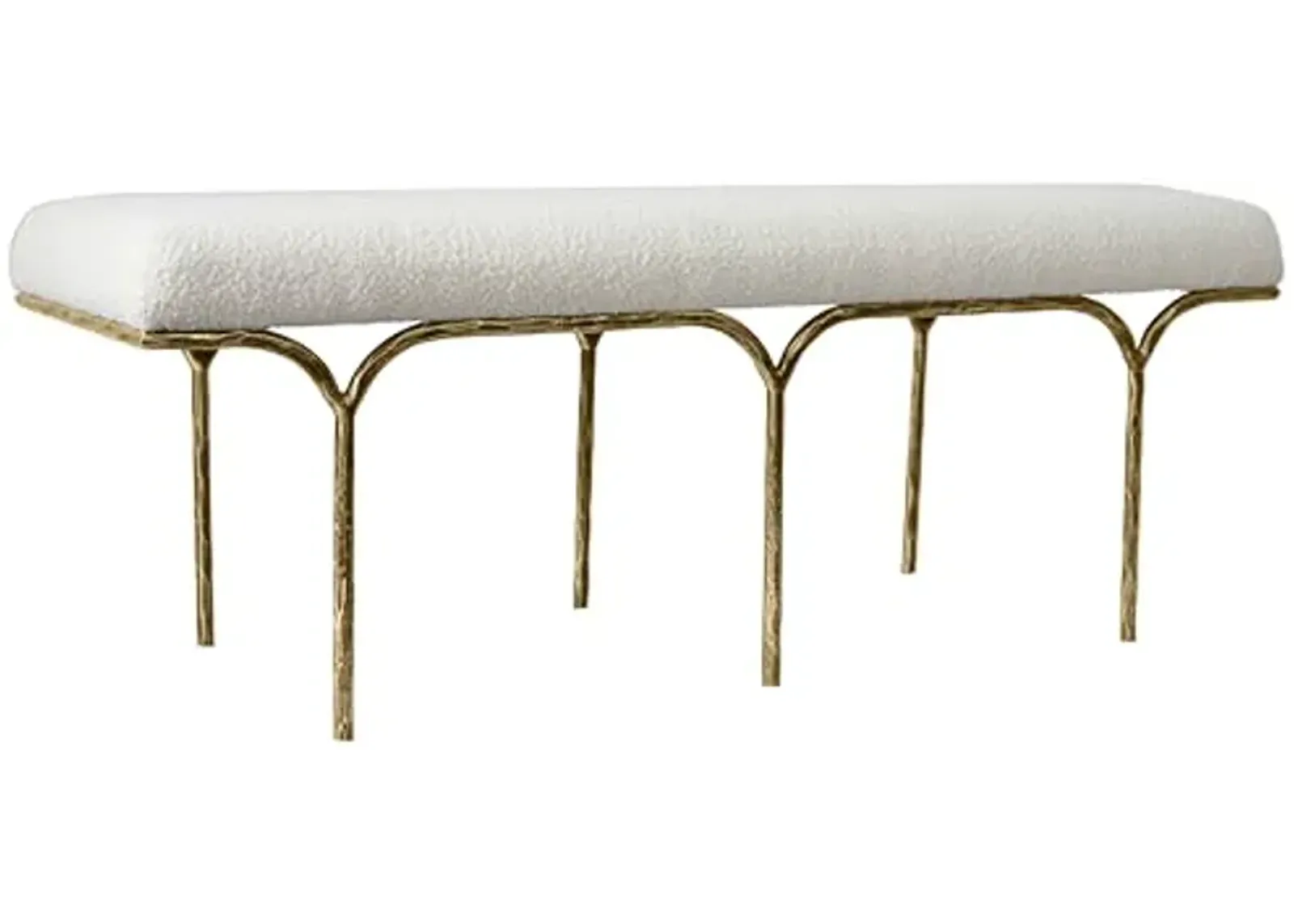 SAFAVIEH Couture Collection Marvin Ivory Boucle/Brass Bench