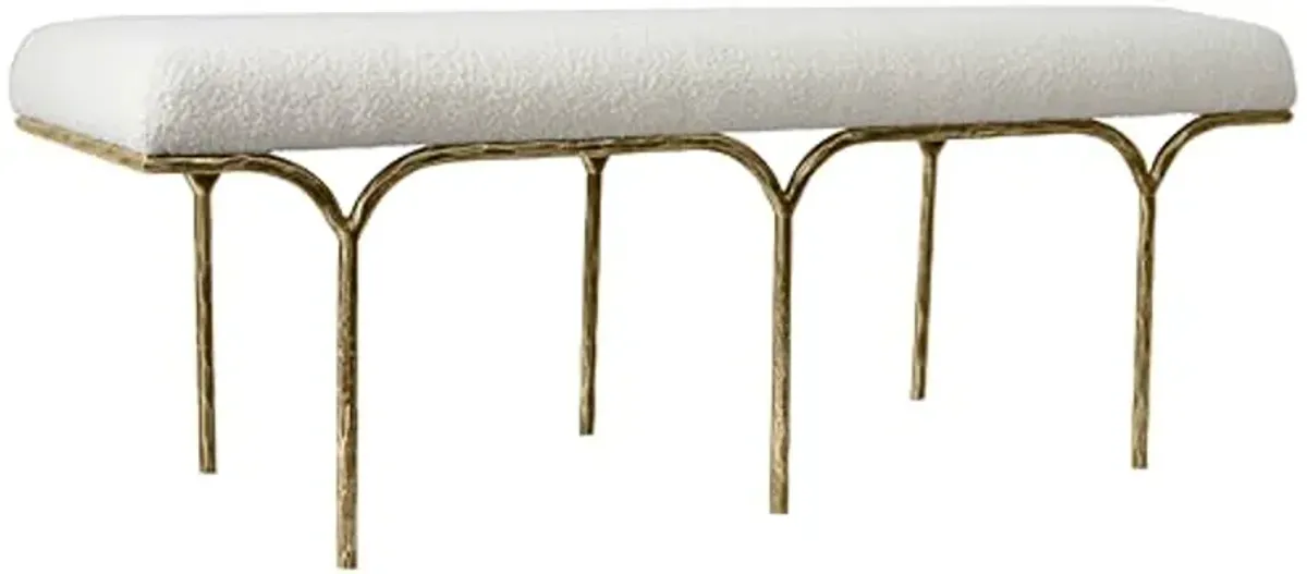 SAFAVIEH Couture Collection Marvin Ivory Boucle/Brass Bench