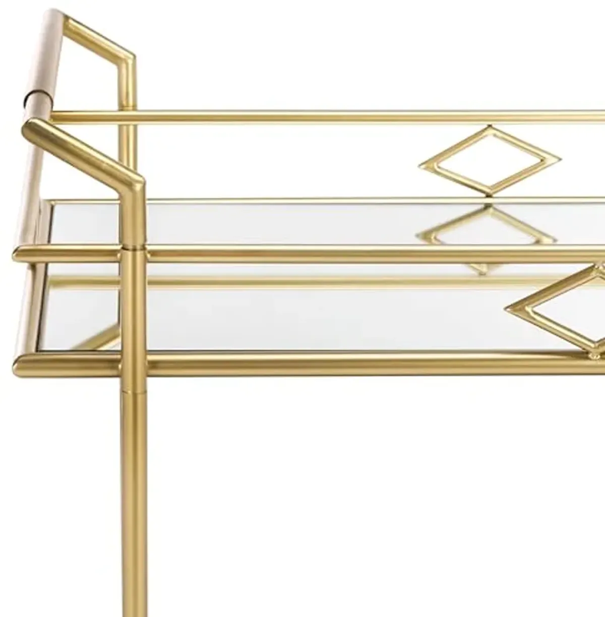 SAFAVIEH Home Collection Elspeth Gold/Mirror 2-Tier Bar Serving Cart for Entertaining, Living Room, Kitchen