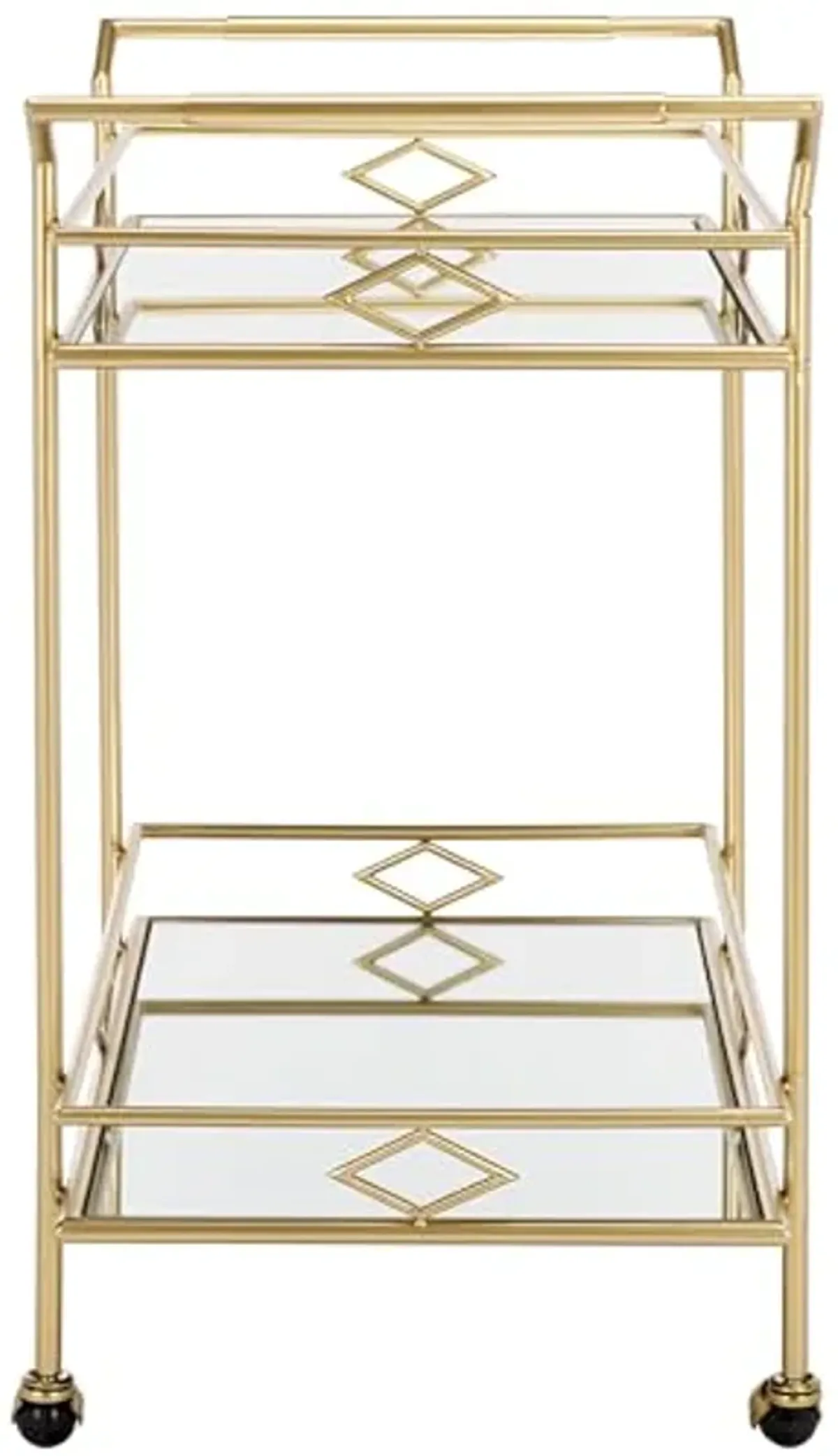 SAFAVIEH Home Collection Elspeth Gold/Mirror 2-Tier Bar Serving Cart for Entertaining, Living Room, Kitchen