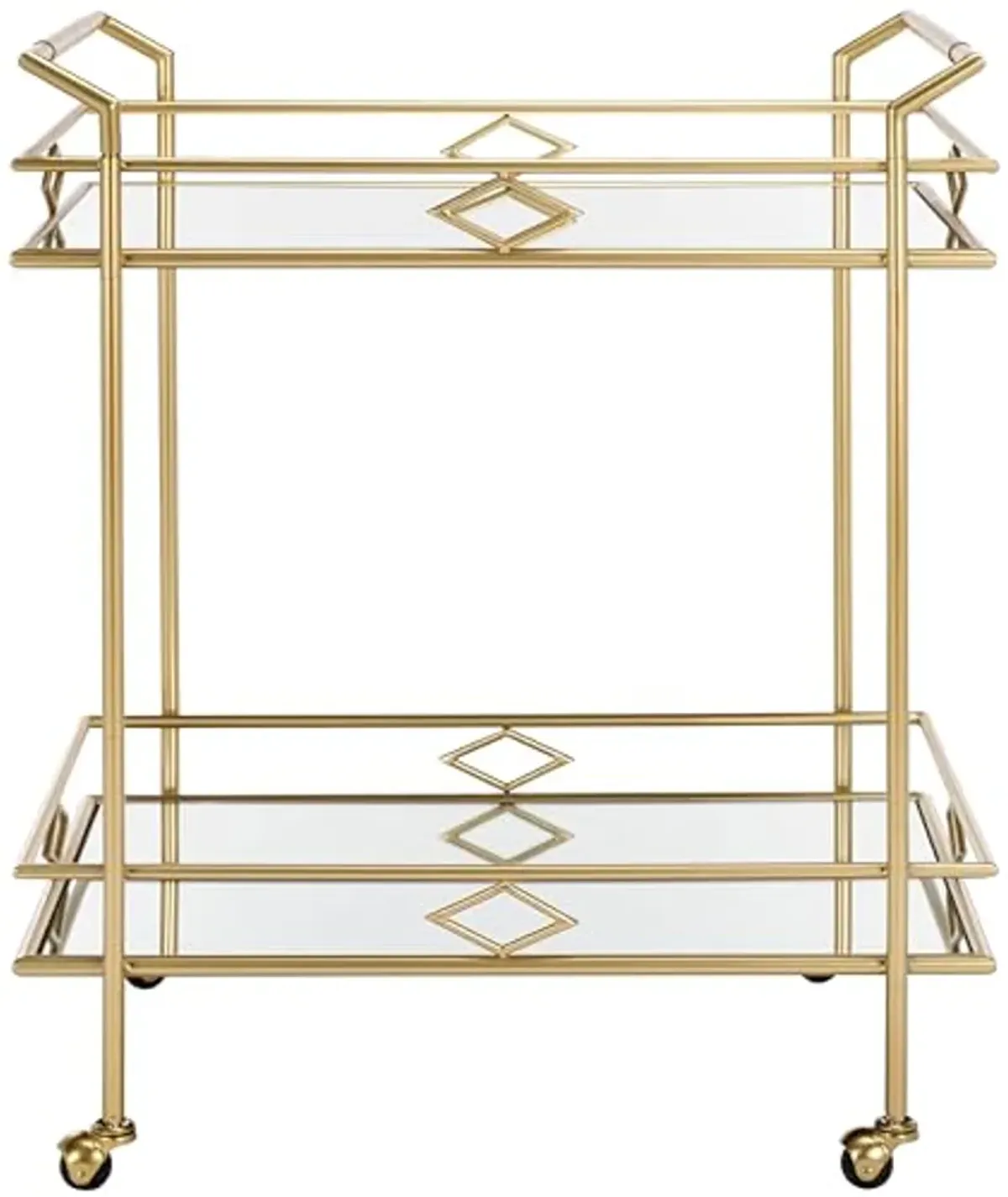 SAFAVIEH Home Collection Elspeth Gold/Mirror 2-Tier Bar Serving Cart for Entertaining, Living Room, Kitchen