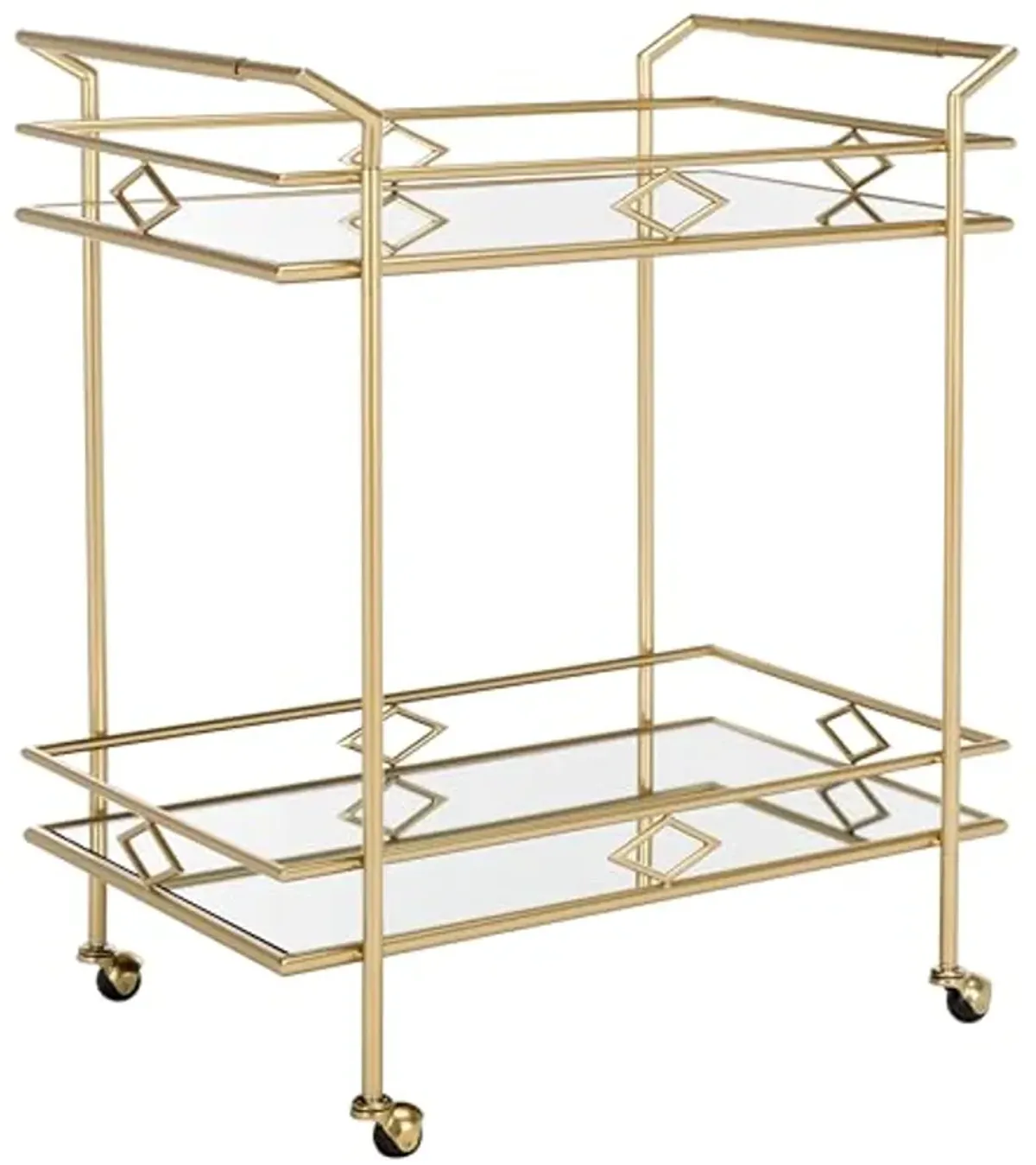 SAFAVIEH Home Collection Elspeth Gold/Mirror 2-Tier Bar Serving Cart for Entertaining, Living Room, Kitchen