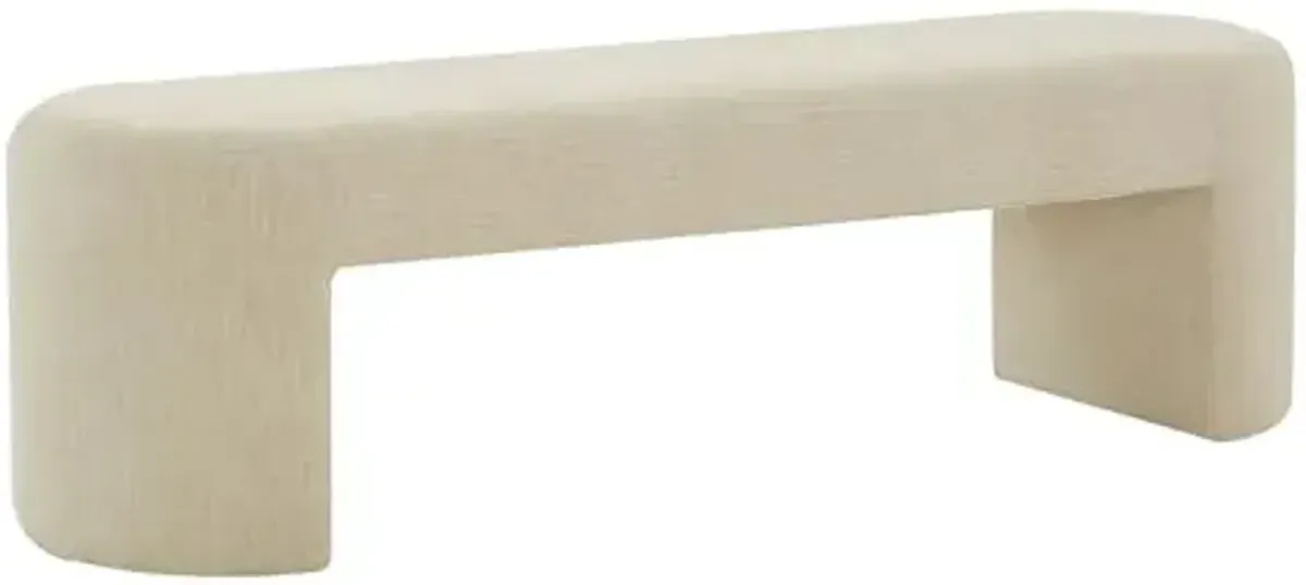 SAFAVIEH Couture Collection Dallyce Contemporary Beige Linen Upholstered Bench (Fully Assembled)