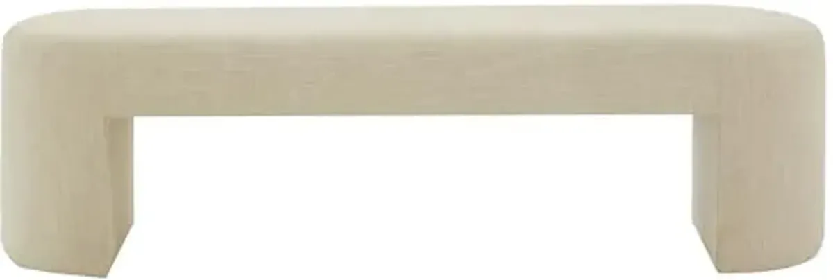 SAFAVIEH Couture Collection Dallyce Contemporary Beige Linen Upholstered Bench (Fully Assembled)