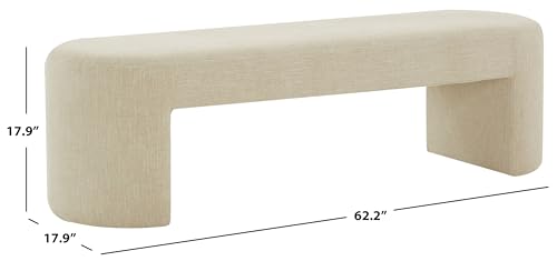 SAFAVIEH Dallyce Upholstered SFV5118 Bench, 18" W x 18" D x 30" H, Beige