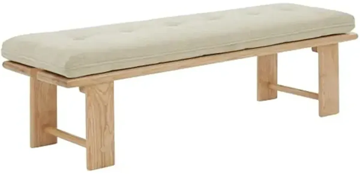 SAFAVIEH Couture Collection Bartolili Modern Beige Linen Cushion/Natural Bench