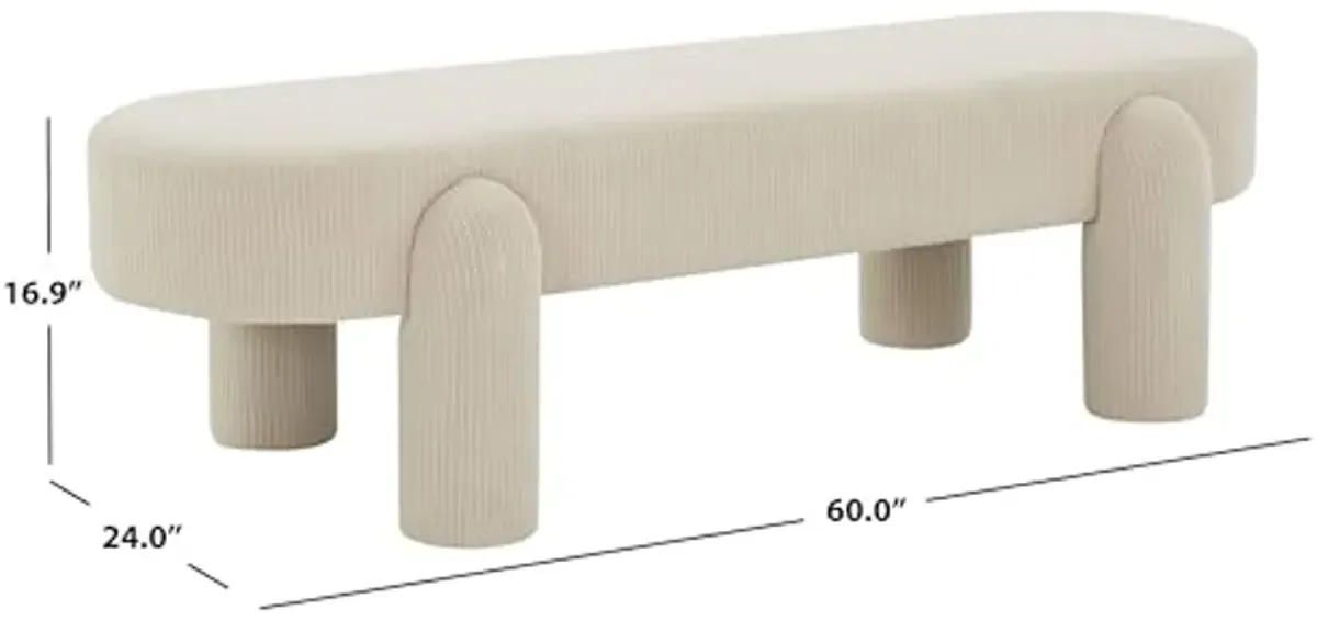 SAFAVIEH Laurence Corduroy SFV5110 Bench, 24" W x 17" D x 35" H, Sand