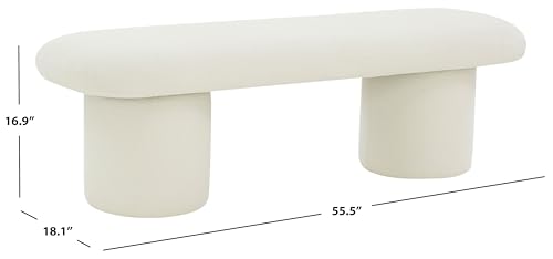 SAFAVIEH Cassandralee Boucle SFV5124 Bench, 18" W x 17" D x 22" H, Ivory